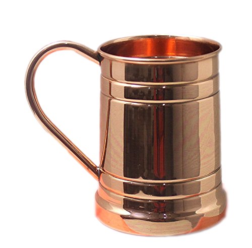 Pure Copper Beer Mugs Unique Tankard Look Handmade Solid and Pure Copper Beer Stein No Lining Ice Cold Beer Moscow Mules Capacity 20 Ounce