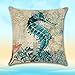 CARRIE HOME Nautical Decor Beach Throw Pillow Covers 18x18 Crab Octopus Seahorse Decor for Home Couch and Patio, Set of 4