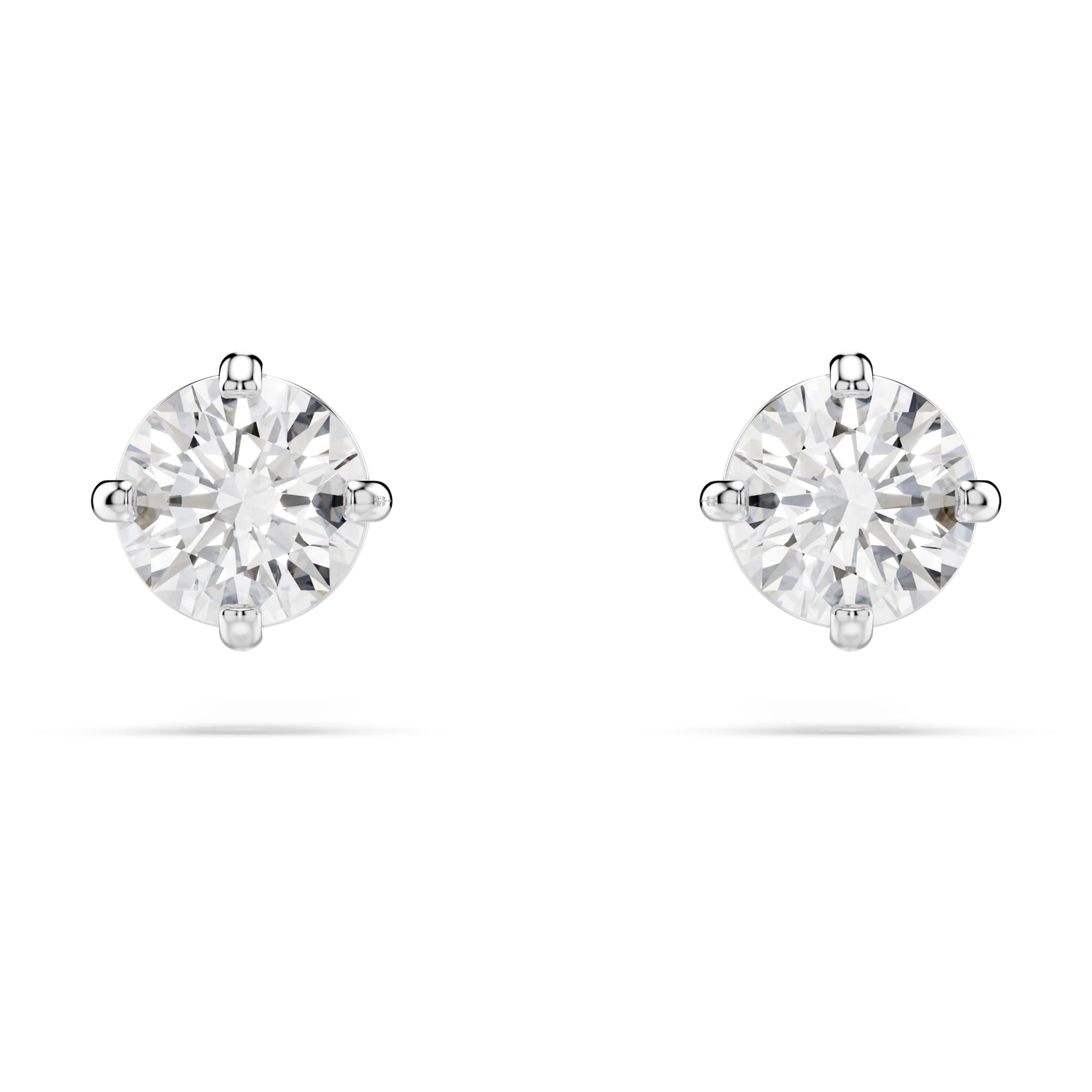 SWAROVSKI Attract Pierced Stud Earrings, Round-Cut Clear Crystals on Rhodium Finish Setting, Part of the Swarovski Attract Collection Image