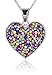 Carly Creations Women's Silver Plated Genuine Crystal Multicolored Heart Pendant