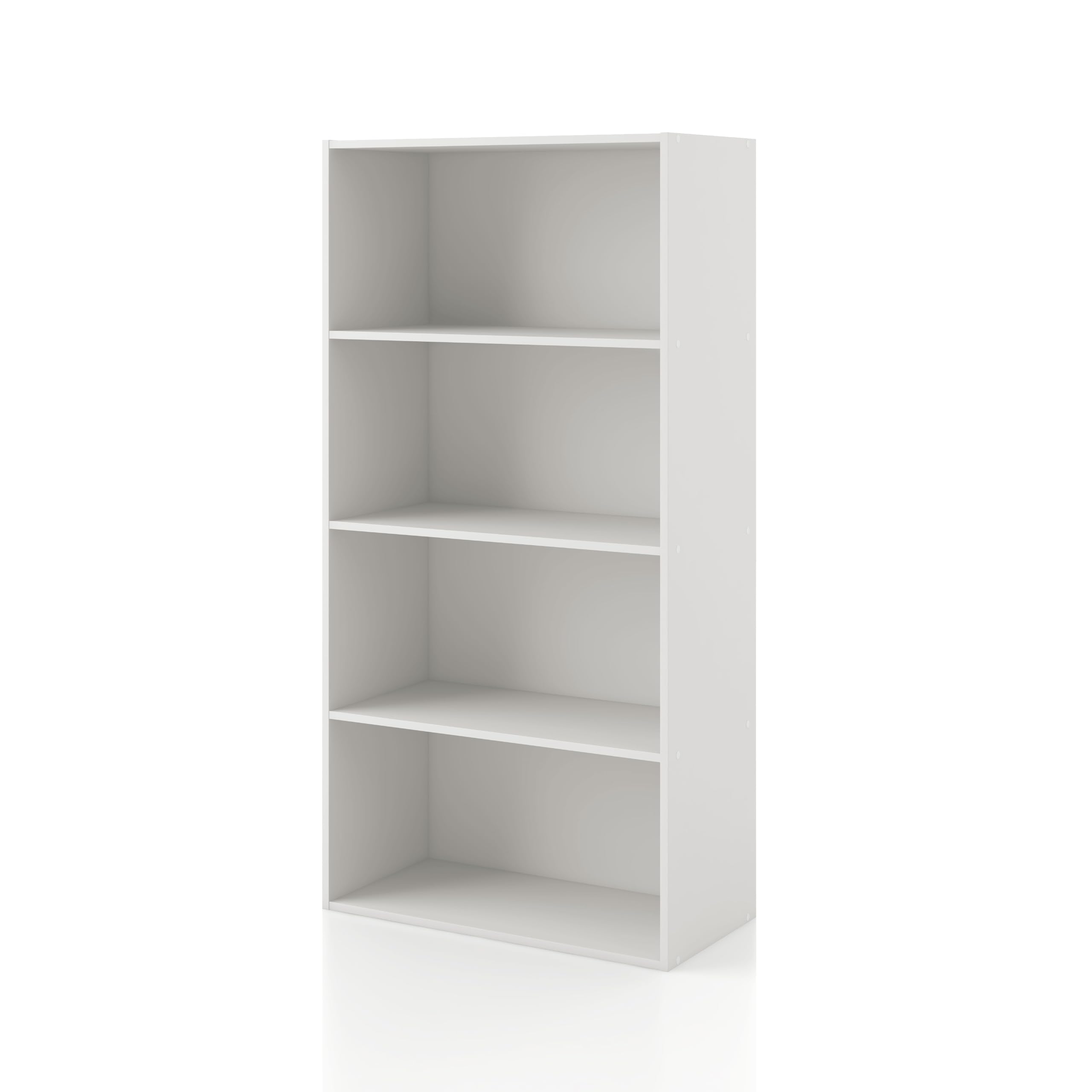 Homes: Inside + Out Apexa 4-Tier Cube Storage Organizer Shelves, Stackable Wood Bookcase Fits Cubby Bins for Organization, Dorm Teen Room Decor & Home Office, White