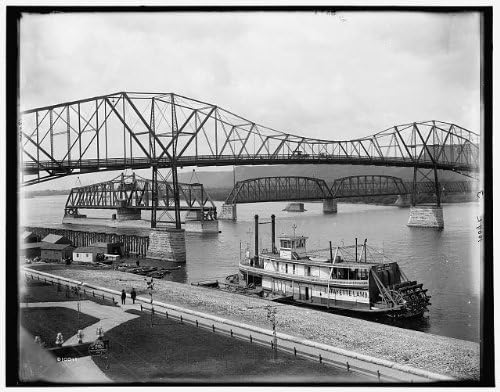 Photographs - INFINITE PHOTOGRAPHS Photo: Bridge,Mississippi River,Ships,Boats,Winona,Minnesota,MN,c1898,Lafayette Lamb