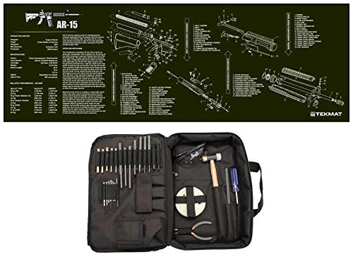 NCSTAR TGSETK Essential Complete Armorers Gunsmith Tool Kit + Ultimate Arms Gear OD Olive Drab Green Cleaning Work Tool Bench Gun Mat For AR15 AR-15 AR 15 M4 M16 Rifle