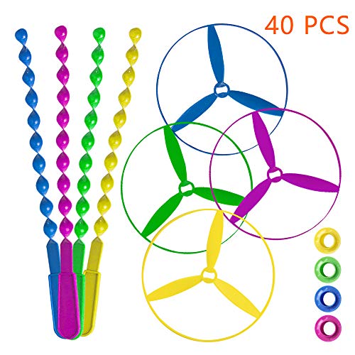 kizh Twisty Pull String Flying Saucers Helicopters Toys, Classic Game, Nostalgic Game 40 Packs