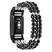 IMYMAX for Fitbit Charge 2 Bands Bracelet Women Replacement Dressy Artificial Pearl Elastic Handmade Bracele/Wrist band for Fitbit Charge 2 Smart Watch (Pearl Black)