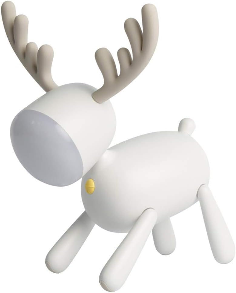 Fantes Reindeer Table Desk Lamp Baby Nursery Night Light USB Rechargeable 2 Light Modes 30 Minutes Timer for Child Baby Students Birthday Gift (Mousse, Reindeer)
