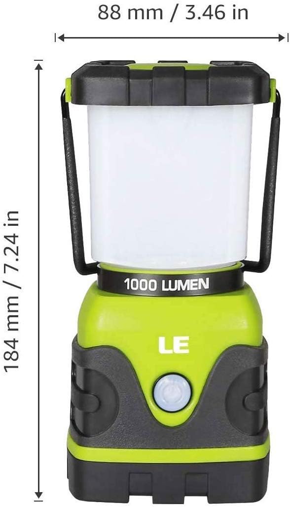 LE LED Camping Lantern, Battery Powered LED with 1000LM, 4 Light Modes, Waterproof Tent Light, Perfect Lantern Flashlight for Hurricane, Emergency, Survival Kits, Hiking, Fishing, Home and More: Sports & Outdoors