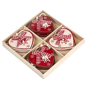 Hout uitgesneden Gevormde Hart Decoraties met Strikken – set van 8