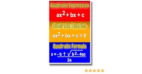 Quadratic Expression Quadratic Equation Quadratic Formula Math Classroom Poster