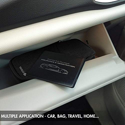 UBAYMAX Glove Box Console Organizer with 12 Pockets, Zipper Car Vehicle OCD Document Holder Case Armrest Storage Wallet for Owners Manual Car Registration Insurance Card Tire Gauge Changes (Black)
