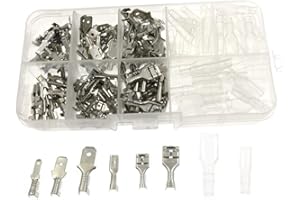 180Pcs 2.8mm 4.8mm 6.3mm Electrical Spade Wire Connector Insulated Female Male Terminal for Car Audio Speaker (Silver)