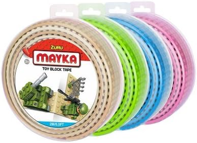 MAYKA Toy Block Tape (4-pack) - 4 stud, 6.5 ft,non-marking