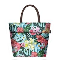 Lunch Bags for Women Insulated - LunchBox Large Cooler Tote Bag Adult Floral Flamingo Aosbos