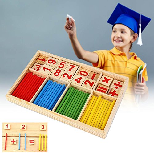 Jowtom Wooden Numbers Counting Sticks Maths Kids Intelligence ...