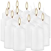 Howemon 20 Pcs Bulk Long Burning Wax Pillar Candles 2" x 4" Dripless Unscented Smokeless for Wedding Party Spa Lantern Fireplace Home(White)