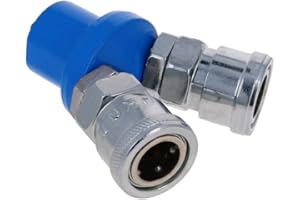 Othmro 1Pcs 1/2" Thread 2 Way Manifold Block Splitter Quick Connect Air Hose Splitter, Coupler Air Compressor Splitter, Pneumatic Air Compressor Manifold Fitting Silver+ Blue