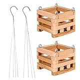 4 in Wooden Square Basket with Hanger (2-Pack)