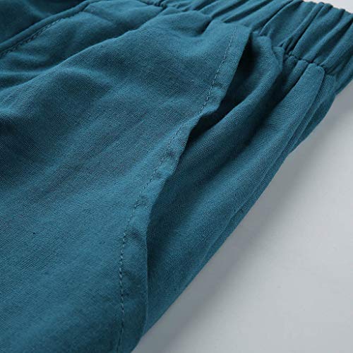 Botrong Women's Fashion Baggy Wide Leg Casual Pants (Blue,S)