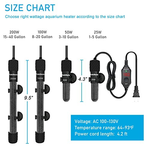 YukiHalu Small Submersible Aquarium Heater, Adjustable Mini Fish Tank
