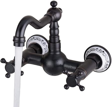 Robinet De Cuisine Vintage Robinet D Evier De Salle De Bain Mural Noir Amazon Fr Bricolage