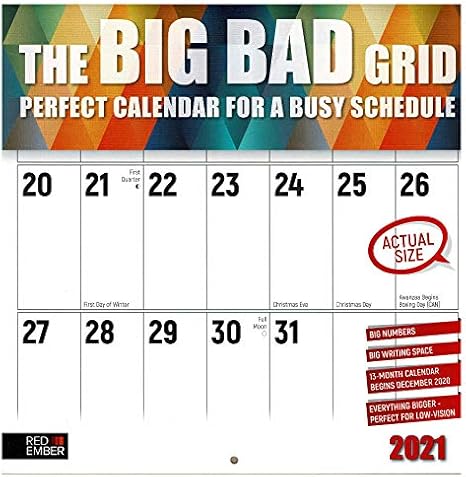 Amazon The Big Grid ジャンボ大型プリント ピラミッドのアート 21 壁掛け式カレンダー Red Ember Press 開いた時12インチ X 24インチ 厚くて丈夫な光沢紙 ライティングスペース2倍 カレンダー 文房具 オフィス用品