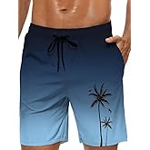 Men's Swim Trunks Hawaiian Bathing Mesh Lining Suit Swimsuits Beach Shorts with Pockets