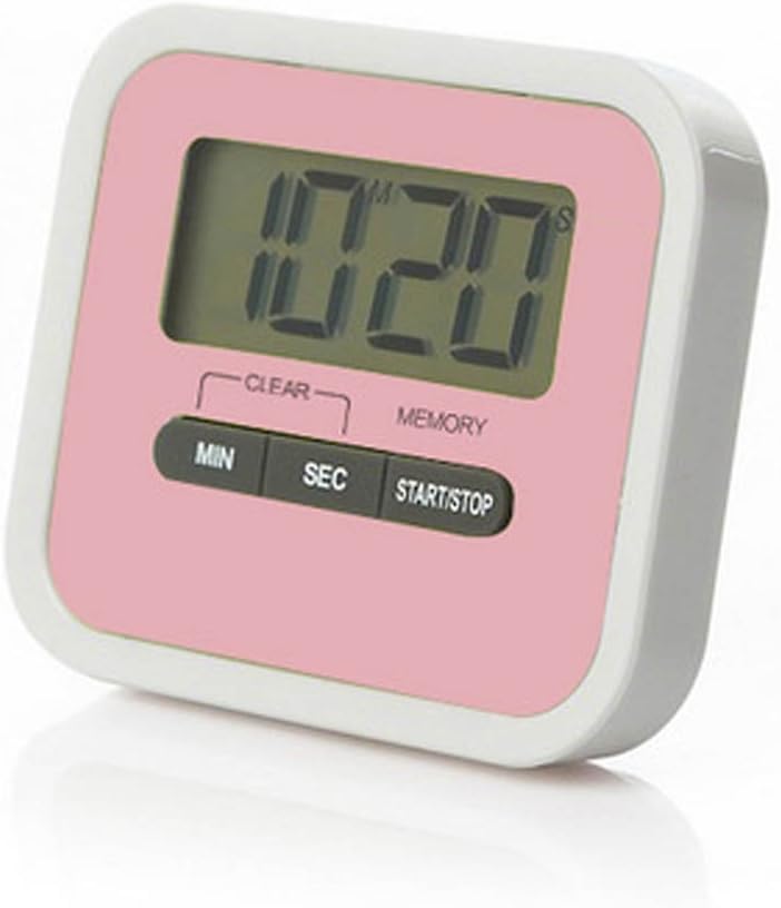 LANGUAN Digital Kitchen Timer,Magnetic Clip and Stand Timer Clock, Large LCD Display Multi-Function Electronic Timer (Pink)