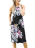 Dokotoo Womens Summer Ladies Casual Plus Size Maternity Floral Racerback Midi Dresses Black Medium