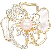 EMEGCY Rhinestone Flower Brooch Austrian Crystal Flower Pin 18k Gold Plated Floral Brooch Lapel Pin Jewelry Mother's Day Birthday Gifts for Mom Wife