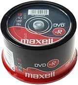 Maxell DVD-R 4.7GB 16X 120 Min Matt Silver Spindle 50 Discs