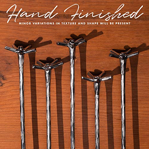 Piña Barware Swizzle Stick Stirrer - Stainless Steel with Handmade Wood-Grain Finish (One Swizzle Stick)