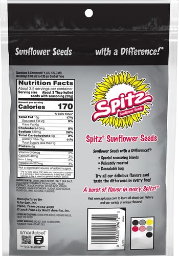 SPITZ SUNFLOWER SEEDS, CRACKED PEPPER, 6OZ BAG
