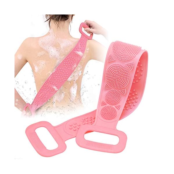 DEHUA 80CM Shower Brush Body Brush Exfoliating Silicone Body Scrubber Belt for Men and Women Body Cleaning,Spa Massage…