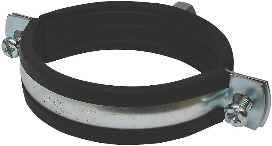 Tesla 68-72mm Rubber-Lined Pipe Clips Black / Steel 2 Pack