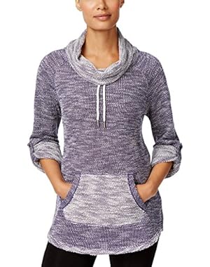 Calvin Klein Performance Women's Space-Dyed Textured Cowl-Neck Sweater
