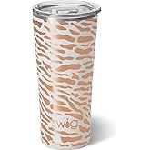 Swig Life 22oz Insulated Tumbler, Travel Coffee Tumbler with Lid, Cup Holder Friendly Travel Coffee Mug, Stainless Steel (Glamazon Rose)