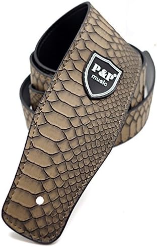 Factory direct sales PU leather electric bass guitar straps leather straps personality guitar straps Dark grey snake pattern style