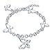 Valentine`s Day Gifts Dangle Filigree Butterfly Charm Lobster Clasp Link Chain Bangle Bracelet for Women and Girls