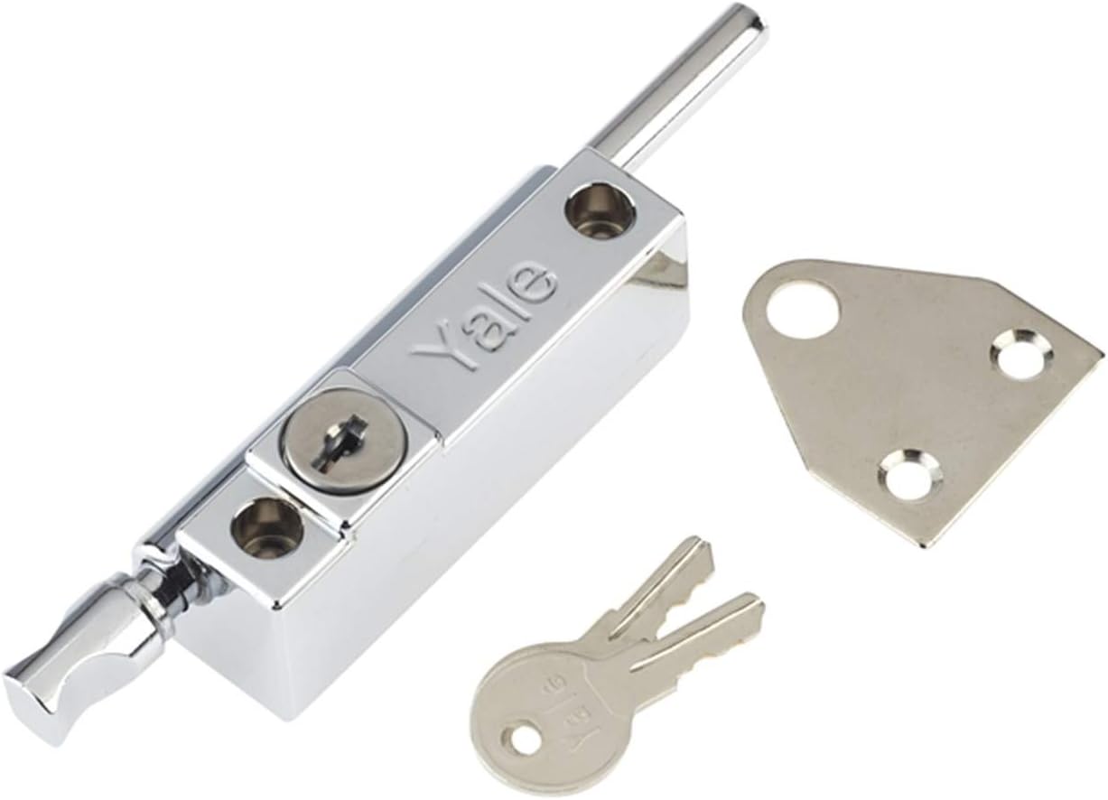 Yale P-124-CH Door Pushbolt, Chrome Finish, Standard Security, Visi Packed, suitable for aluminium doors and wooden doors