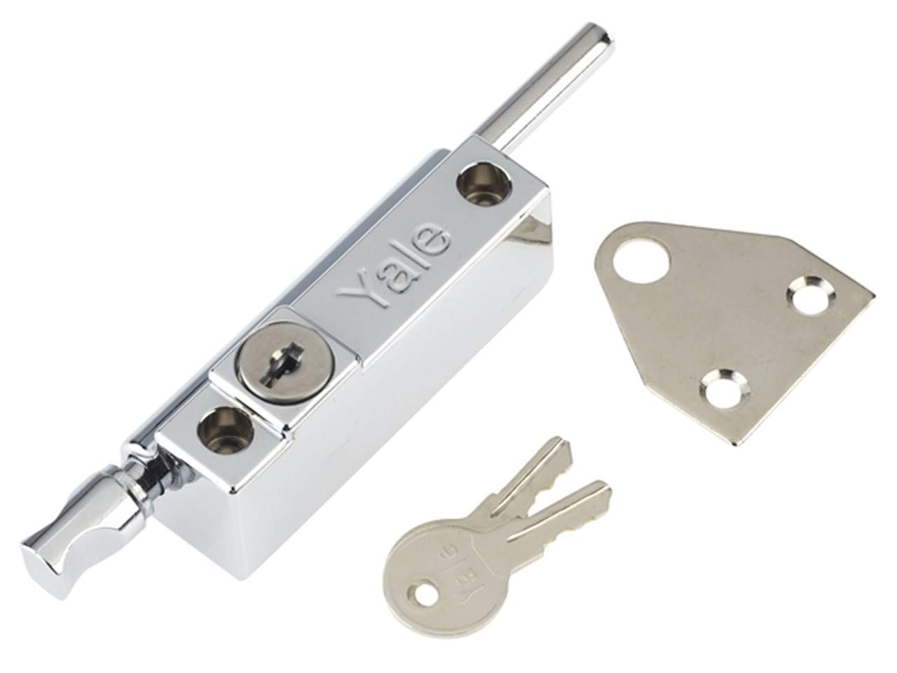 Yale P-124-CH Door Pushbolt, Chrome Finish, Standard Security, Visi Packed, suitable for aluminium doors and wooden doors