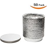 XIAFEI 9 Inch Round Disposable Aluminum Foil Pans Set with Board Lids (Pack of 50)
