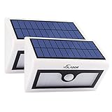 VOLADOR 2 Packs 50 LED Solar Lights, Outdoor Wireless Security Lights, Motion Activated Solar Light, Wall Mount Solar Light for Garden Patio Deck Yard Path Driveway(White)