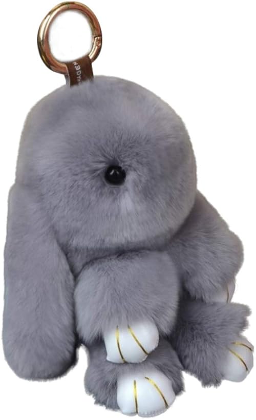 Amazon Orange Terrace 品質に自信 うさぎ チャーム ファーチャーム ラビットファー アクセサリー キーホルダー かわいい グレー キーホルダー チェーン