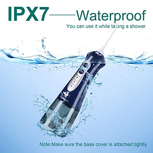 Water Dental Flosser,Anbanglin Cordless 10oz/300mL Professional Oral Irrigator, Portable and Rechargeable Waterproof with 3 Modes 4 Jet Tips Water Flossing for Home and Travel Use