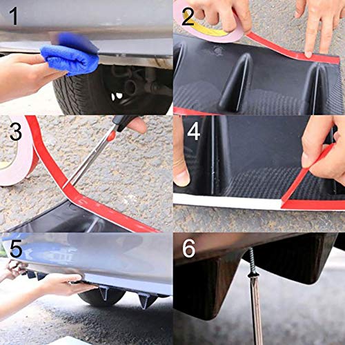 WYYINLI Universal ABS Car Rear Bumper Wing Lip Diffuser 3 Fin 5 Fin 7 Shark Fin Splitter Spoiler Trim Cover Fits Most Vehicles (5 Fin)