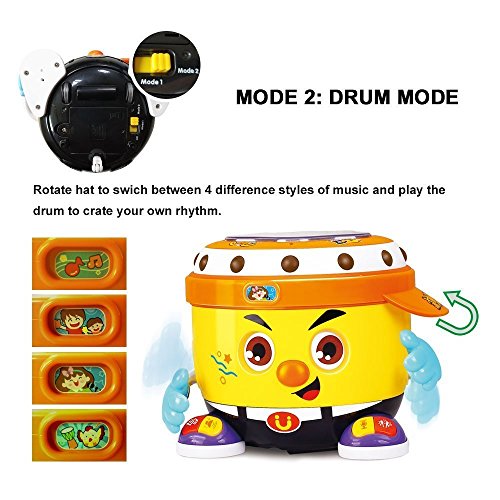 Woby Interactive DJ Drum Hip Hop Development Musical Dance Voice Recording Educational Learning Gift Fun Toy for Toddler Baby Boy Girl - Thumbnail 2
