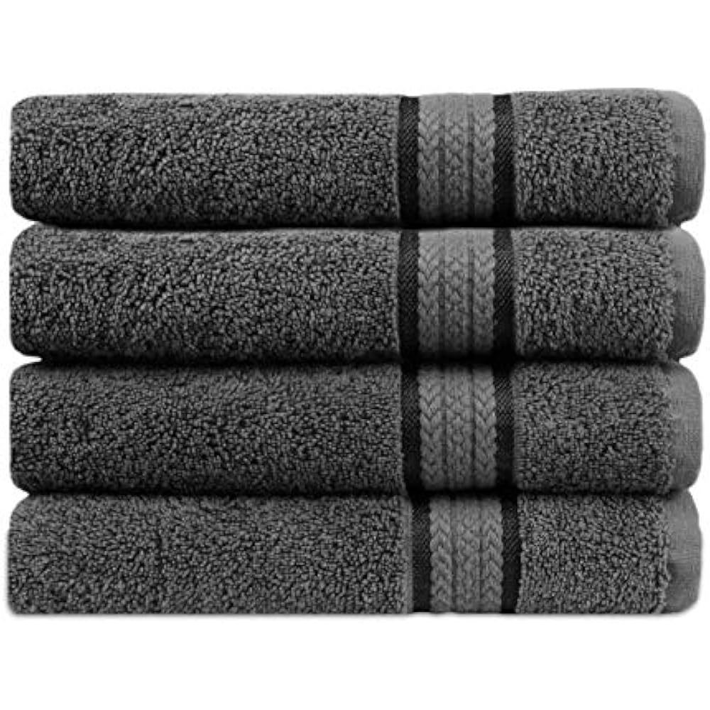 4 Pack Ultra Soft Oversized Extra Large Bath Towels 30x54 Charcoal 100
