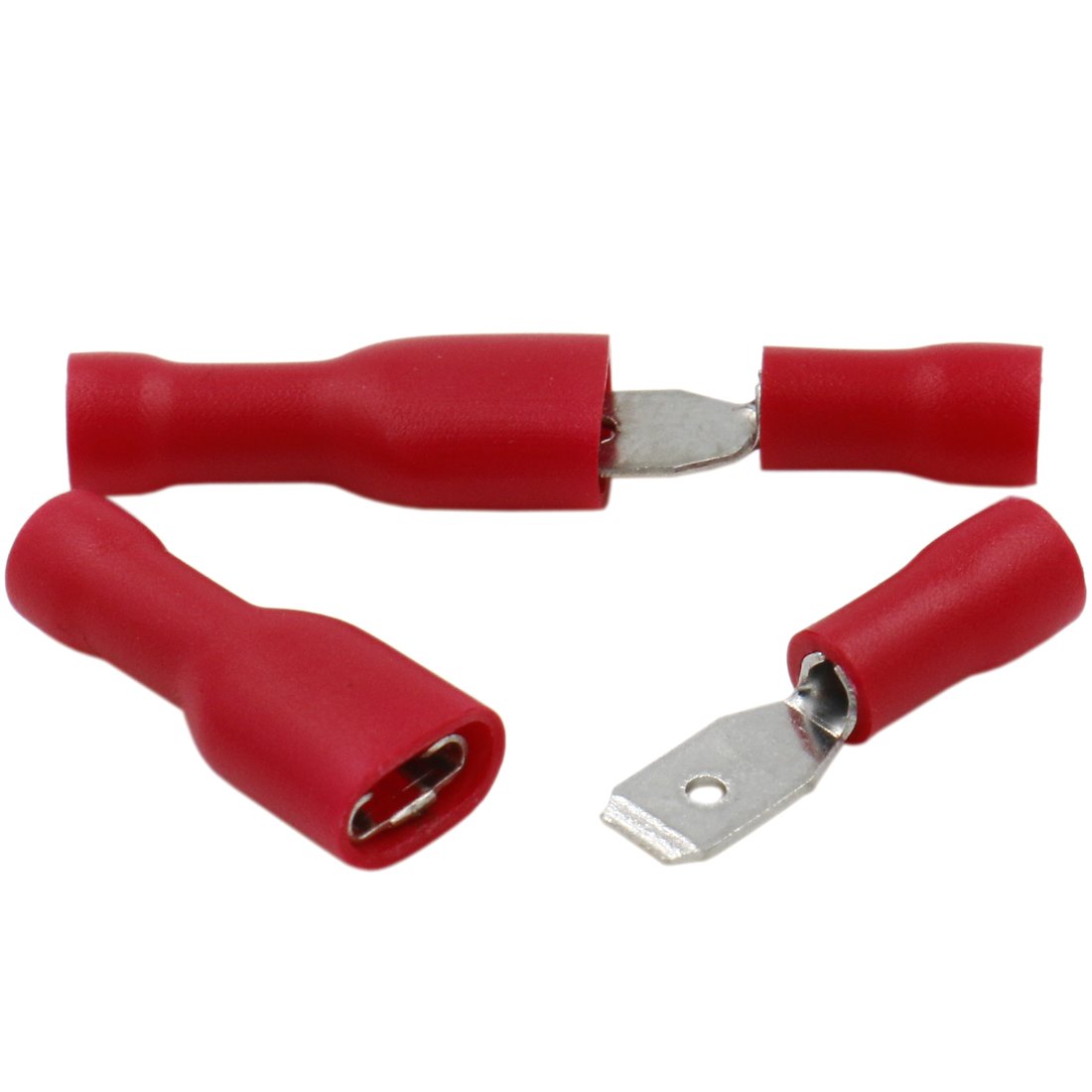 Heschen Male/Female Quick Disconnects Vinyl Fully Insulated 4.8 x 0.5 mm Cable Terminal for 0.5-1.5mm² (22-16 AWG) Red 100Pack
