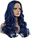 Diy-Wig Long Body Wavy Curly Blue Wig for Women Center Party No Bangs Cosplay Synthetic Hair Replacement Full Wig