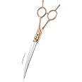 7 Inches Professional Pet Grooming Scissors, 440C Japanese Steel Straight & Curved & Thinning & Chunker Shears/Scissors for Dog Cat and More Pets (7 inch-Curved Scissors)